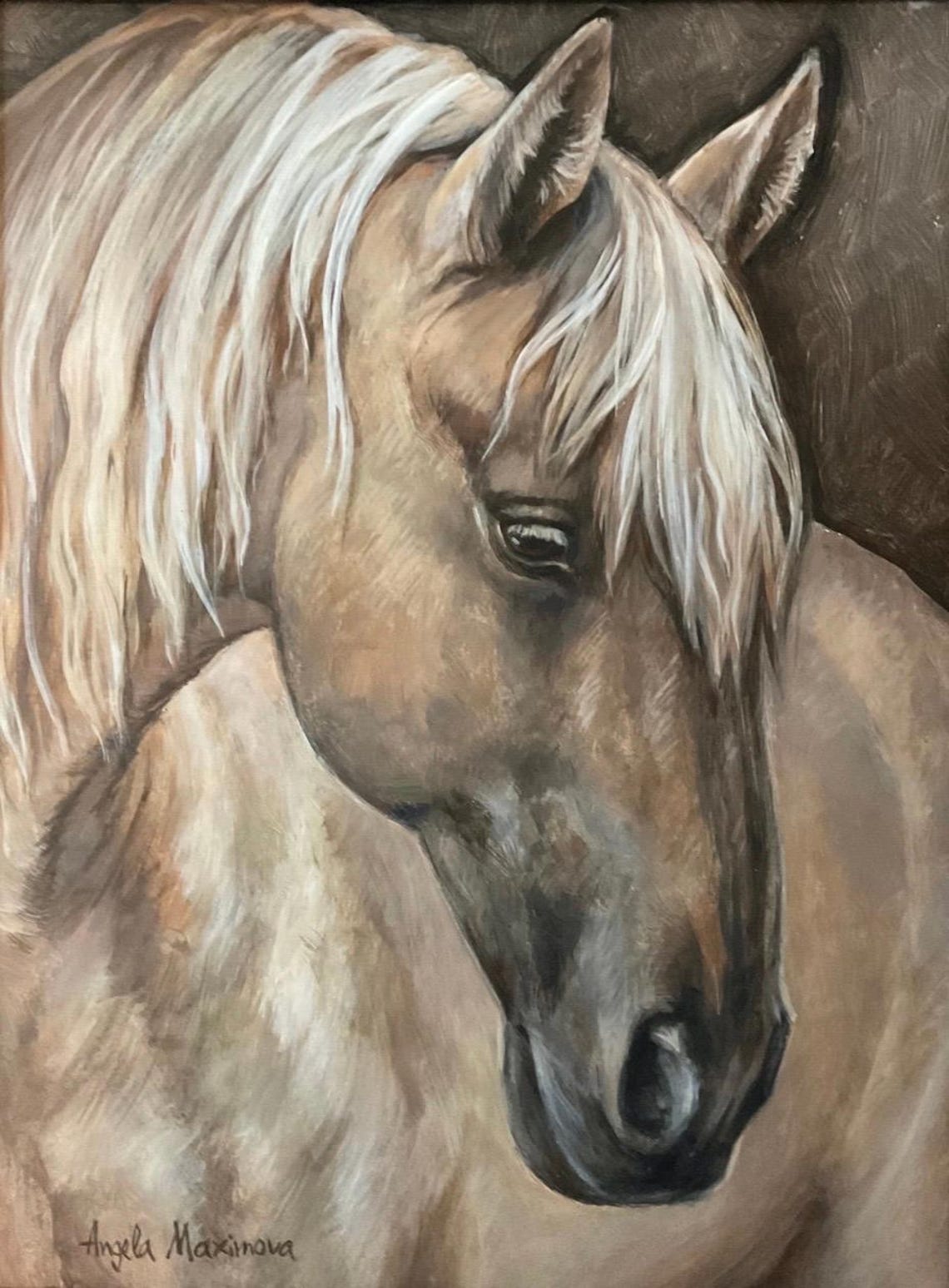 Horse Painting Horse Foal Portrait Original Painting Acrylic Painting Horse Picture - Image 2