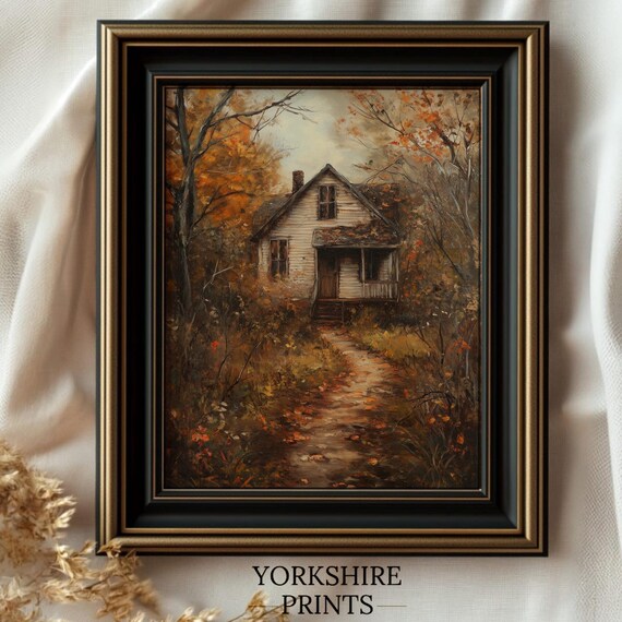 Antique Autumn Painting Moody Fall Wall Art Vintage Rustic Country Wall Decor Fall Art Print Vintage Moody Autumn Art Autumn Print