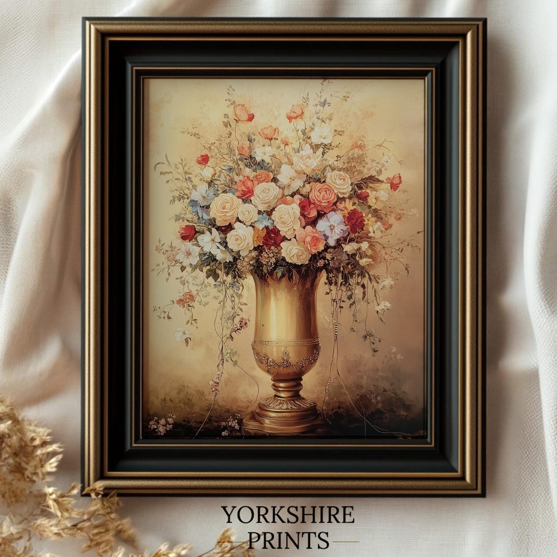Moody Vintage Flower Print Dark Floral Still Life Oil Painting Antique Art Moody Spring Wall Art Moody Floral Print