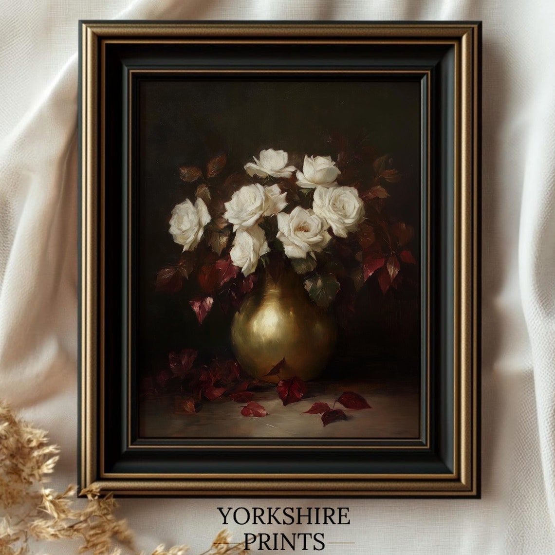 Moody Floral Print Moody Flower Painting Vintage Floral Wall Art Antique Art Print Farmhouse Wall Art Moody Botanical Oil Painting