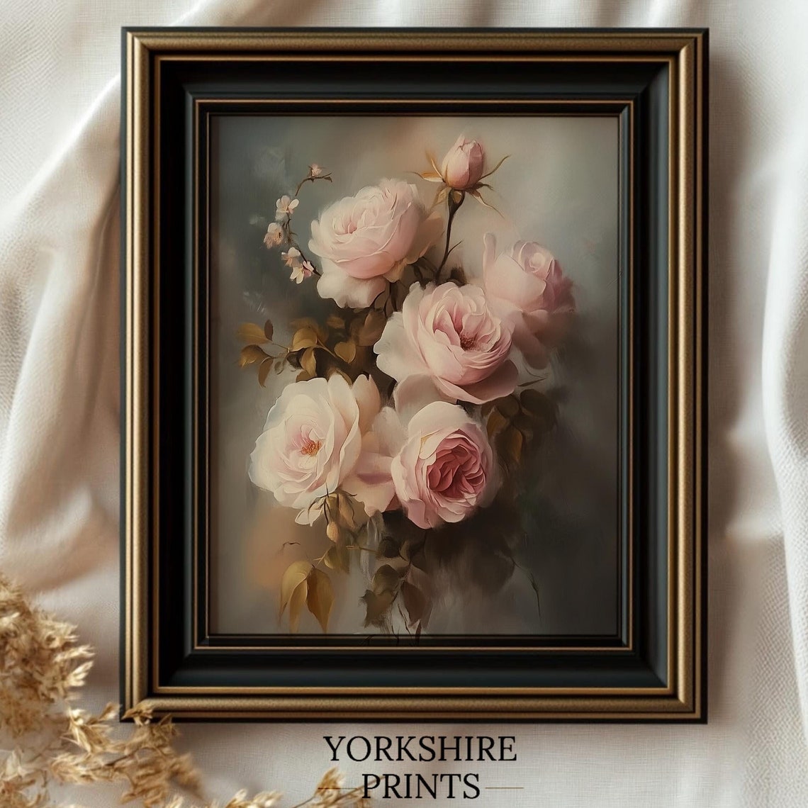 Moody Floral Wall Art Dark Academia Print Antique Oil Painting Vintage Flower Moody Rose Flower Wall Art