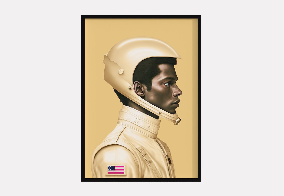 Astronaut in Yellow Space Suit Profile Portrait Minimalist Poster