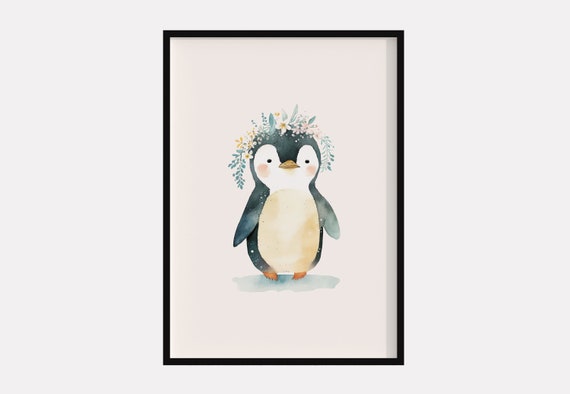 Penguin Nursery Poster Penguin Poster Animal Themed Nursery Print Kids Room Decor Boho Animal Nursery Print