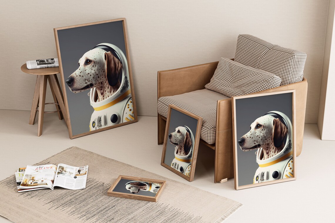 Dalmatian in Astronaut Helmet Funny Space Dog Portrait Poster - Image 2