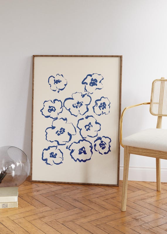 Handdrawn Flowers Minimalist Floral Art Print