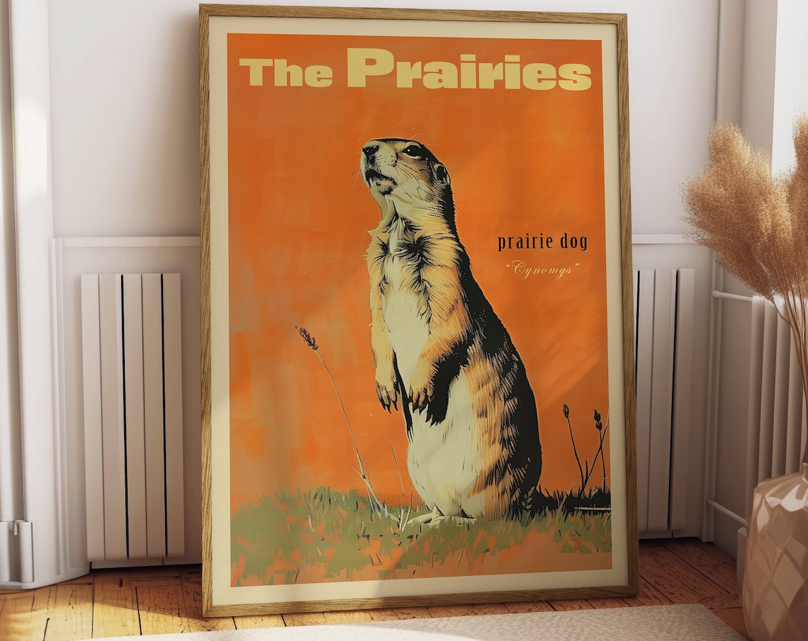 Vintage Prairie Dog Print, Retro Outdoors Poster