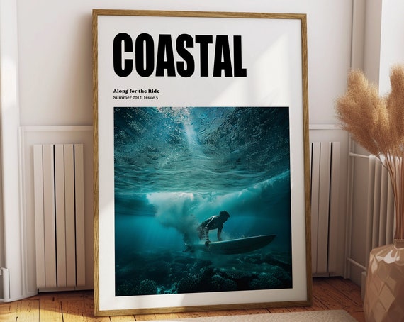 Surfing Magazine Poster Surf Wall Art Poster Retro Surfer Catalogue Poster Surf Magazine Wall Art Print Coastal Cowgirl