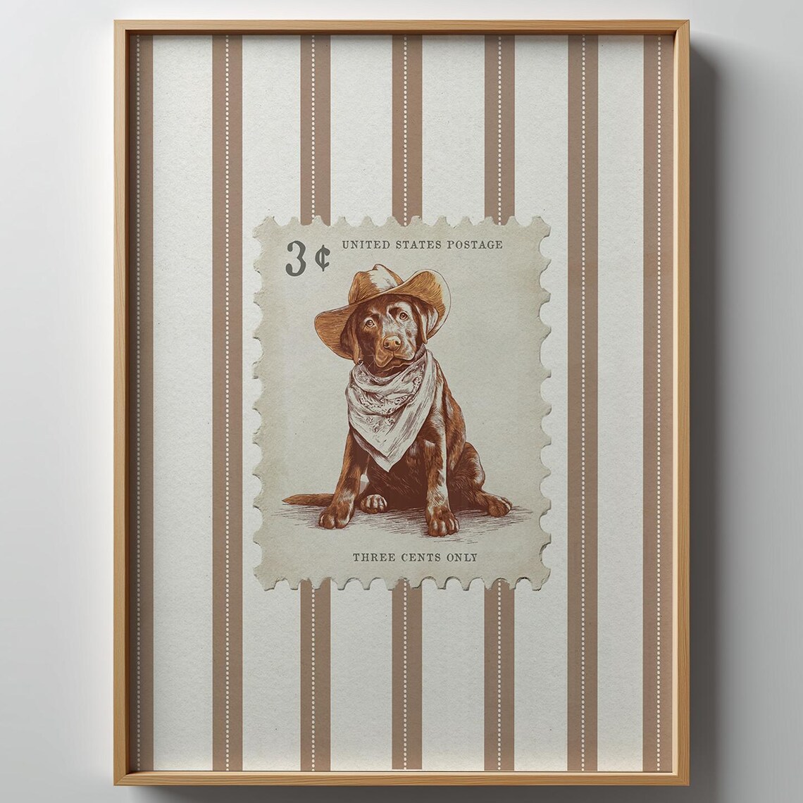 Cowboy Dog Vintage Stamp Rustic Western Poster