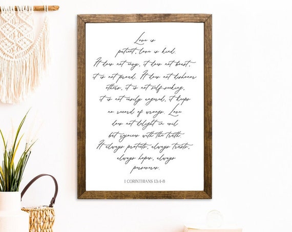 Love Is Patient Love Is Kind 1 Corinthians 13 Wall Art Bible Scripture Decor Wooden Wall Art Living Room Wall Art Inspirational