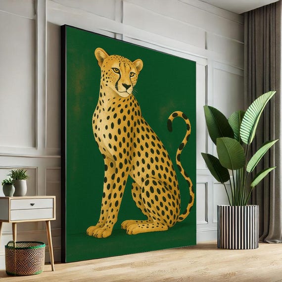 Majestic Cheetah Portrait Canvas Wall Art Print Bold Animal Living Room Decor Statement Piece