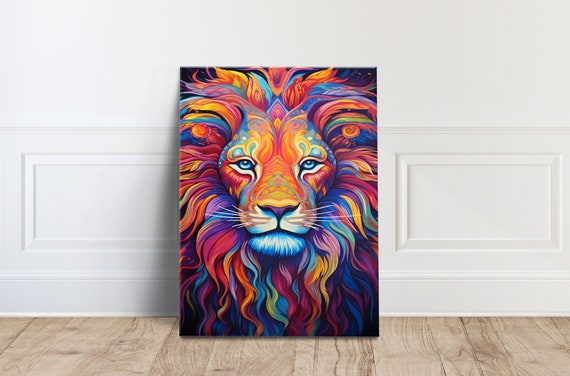 Colorful Lion Canvas Wall Art Poster Animal