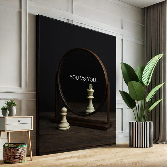 You Vs Chess Canvas Motivational Quote Art Print Mindset Wall Poster Office Gym Decor Home Gift For Him