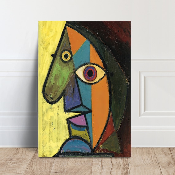 Colorful Cubist Face Portrait Geometric Modern Abstract Poster