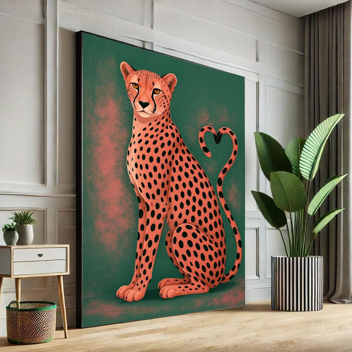 Bold Cheetah Portrait Canvas Wall Art Print Modern Animal Living Room Decor Statement Piece