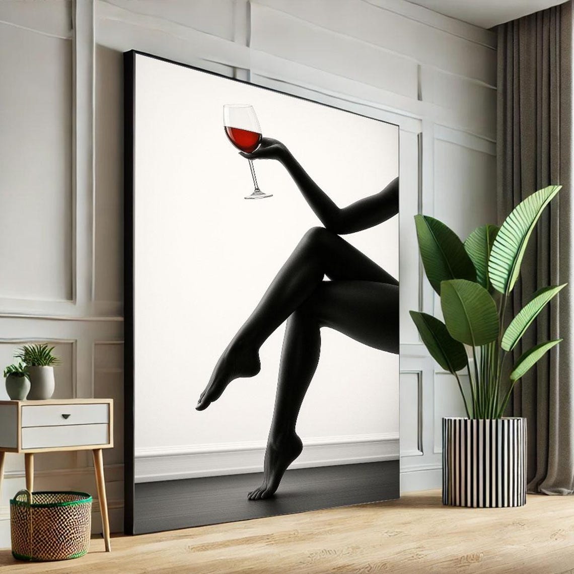 Sophisticated Minimalist Woman Silhouette Canvas Wall Art Print Black And White Living Room Decor Statement Piece