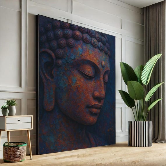 Colorful Buddha Canvas Art Psychedelic Zen Wall Print Modern Spiritual Decor Meditation Room Artwork Home