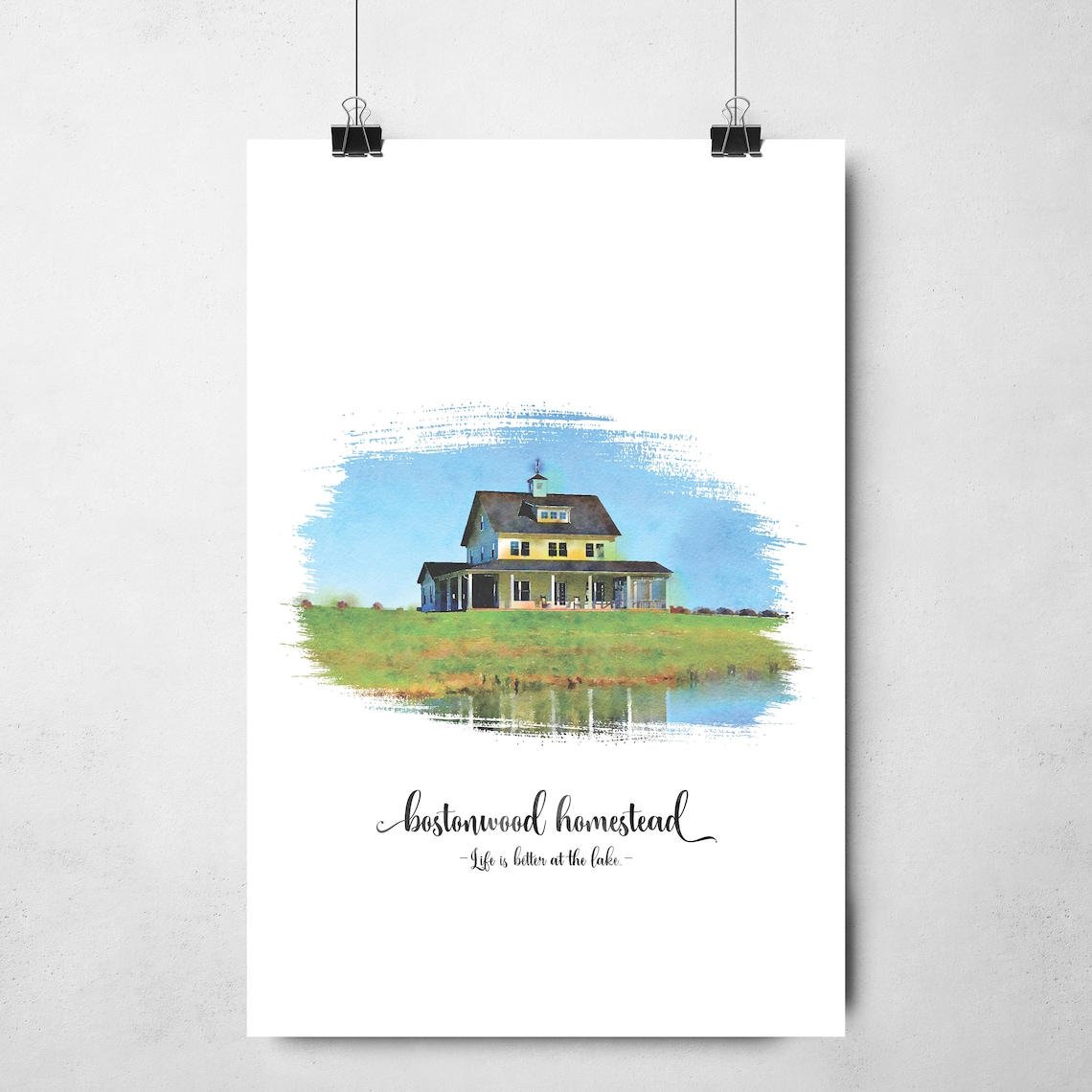 Custom Home Portrait, Watercolor Style Art Print - Image 3