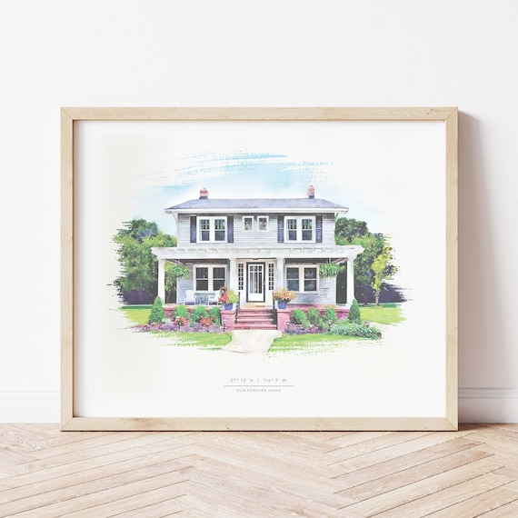 Custom House Portrait - Watercolor