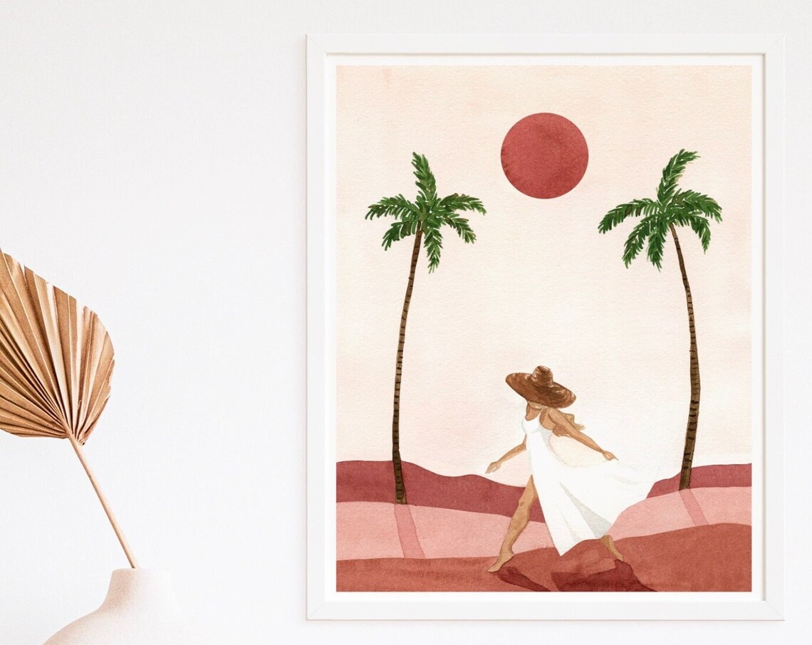 Boho Sunset Desert Tropical Minimal Art Print - Image 3