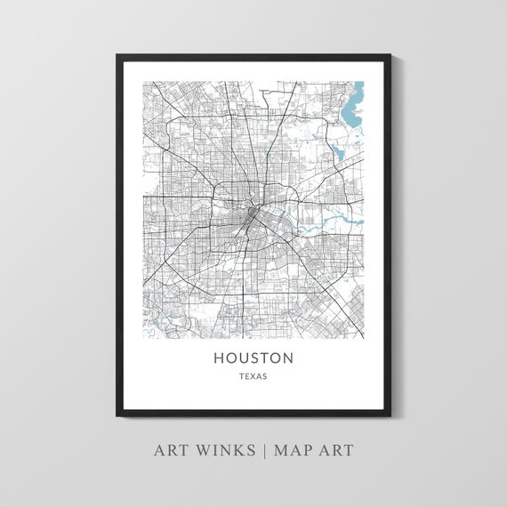 Houston Map Print Poster, Texas City Wall Art