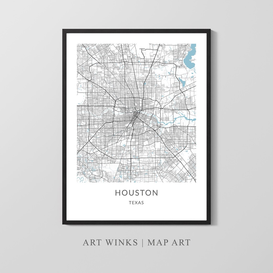 Houston Map Print Poster, Texas City Wall Art