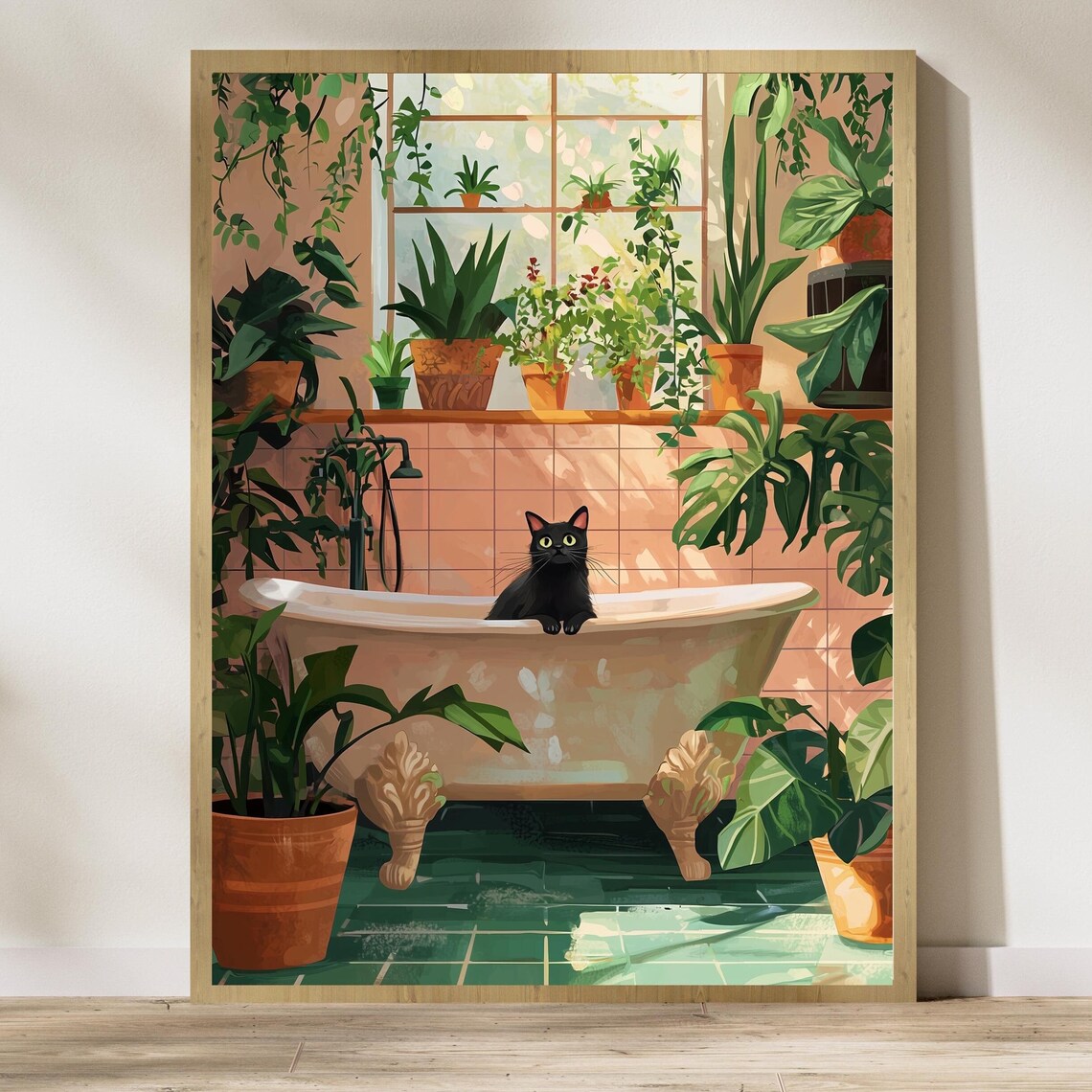 Bath Cat Funny Orange Painting Poster Art Print