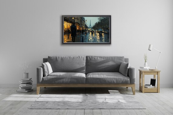 Eiffel Tower Landscape, Romantic Rainy Evening In Paris