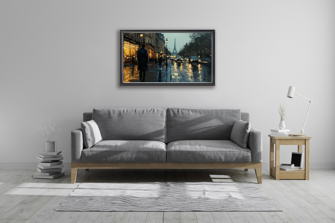 Eiffel Tower Landscape, Romantic Rainy Evening In Paris