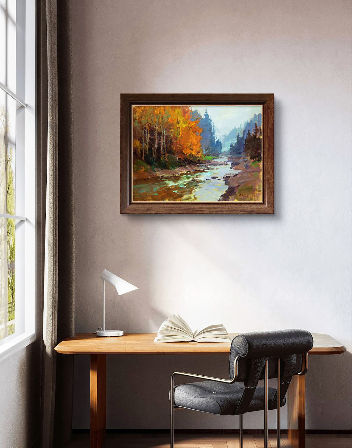 Mountain Forest Autumn Impressionism Landscape
