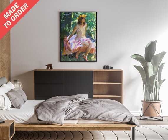 Nude Woman Art, Original Oil Painting