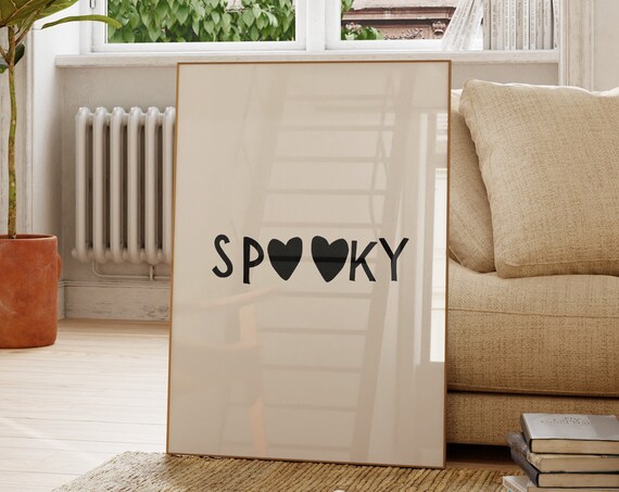 Girly Halloween Print Spooky Wall Art Cute Autumn Decor Minimalist Heart Poster Trendy Halloween Quote Art Print 1 Print