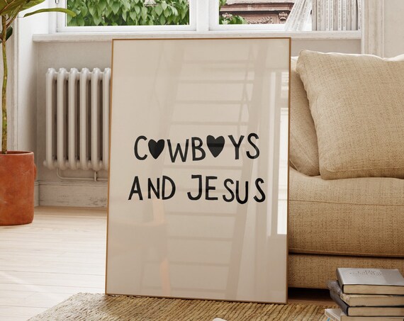 Cowboys And Jesus Black Heart Christian Faith Western Poster