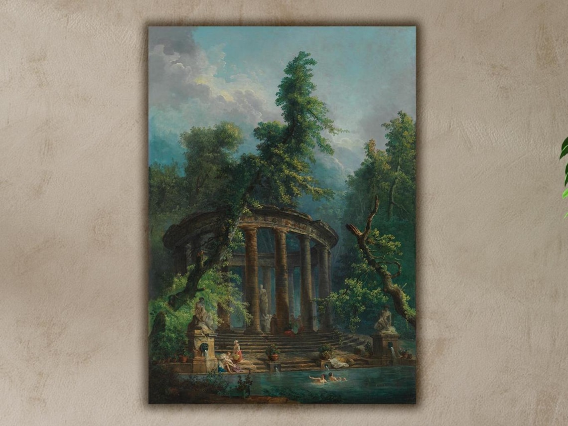 Hubert Robert Bathing Pool Vintage Art Print