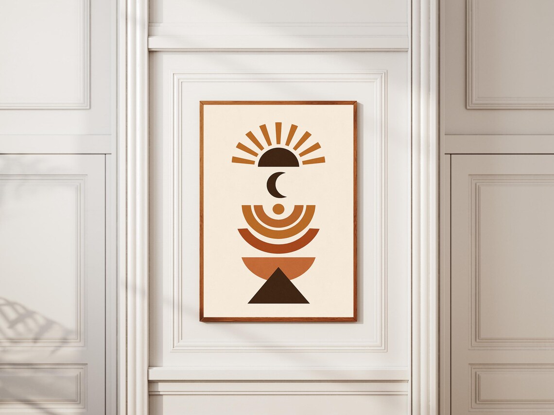 Modern Boho Abstract Wall Art Print Minimalist Mid Century Geometric Poster Neutral Scandinavian Home Decor