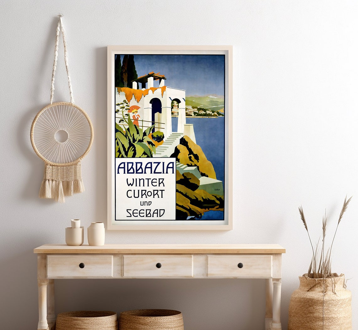 Abbazia Winter Kurort Und Seebad Coastal Grotto Vintage Travel Poster - Image 4