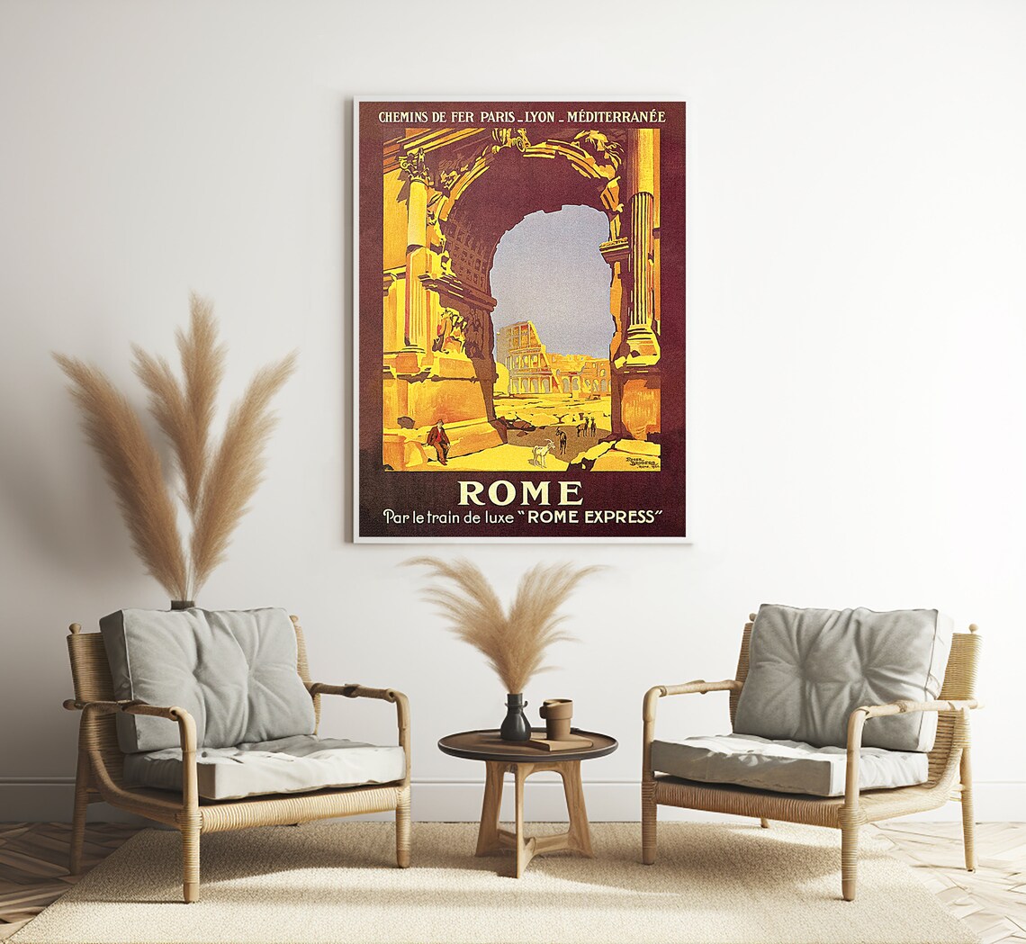 Rome Italy Arch Of Titus Colosseum Rome Express Vintage Train Poster - Image 3