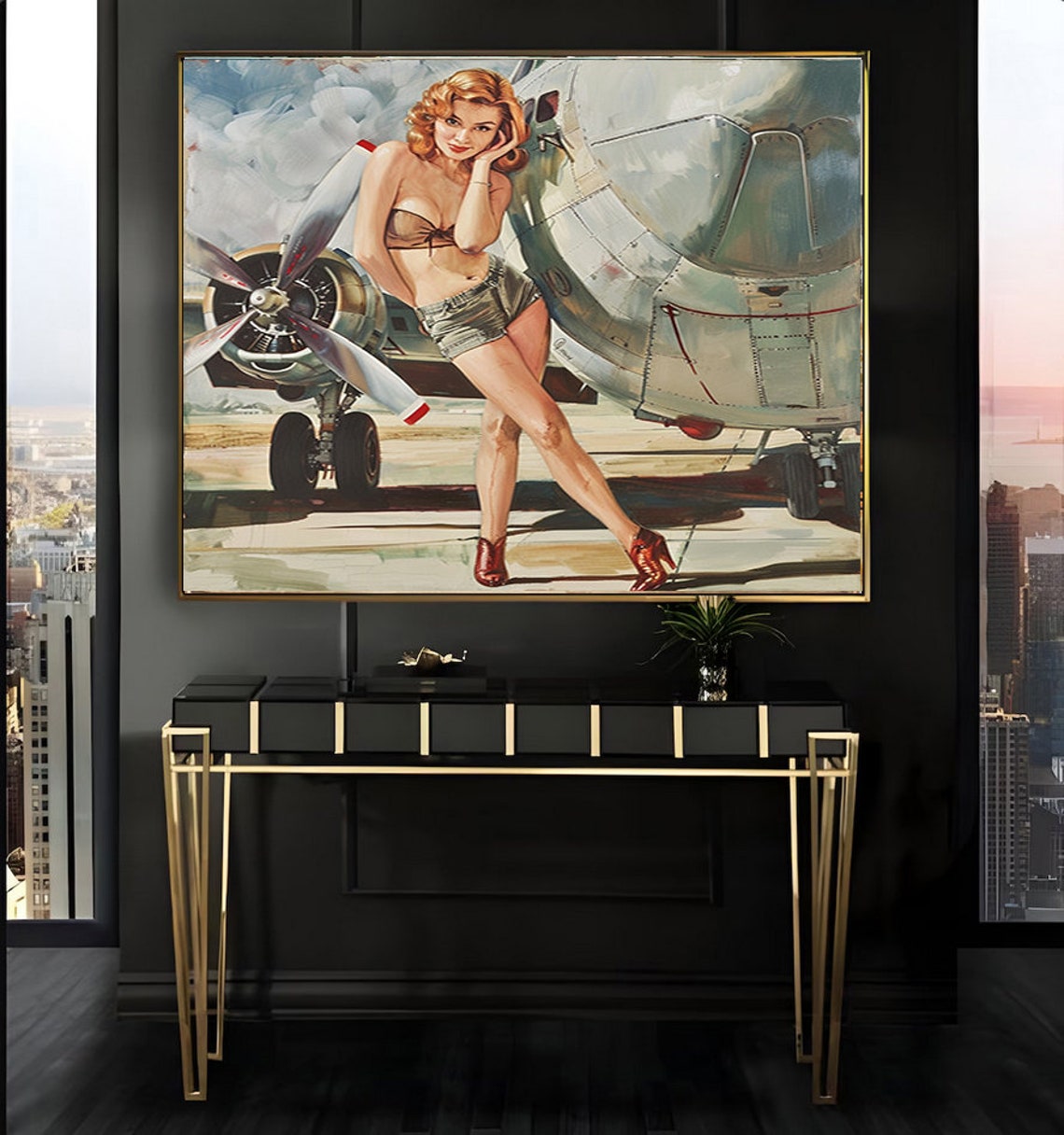 1950s Pinup Girl Vintage Painting Pin Up Girl Art Print Military Pinup Poster Art L Oil Panting L 5 Sizes Available L 002 - Image 2