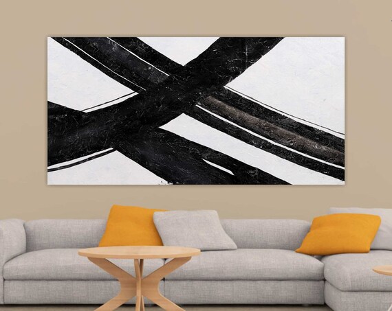 Black And White Abstract Painting Textured Painting Oil Painting On Wall Art Minimalist Wall Art Oversize Acrylic Painting