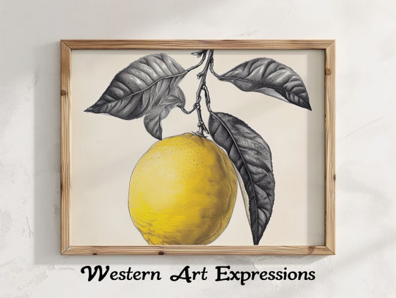 Lemon Illustration Vintage Wall Art Botanical Print Kitchen Decor Citrus Fruit Poster Home Decoration