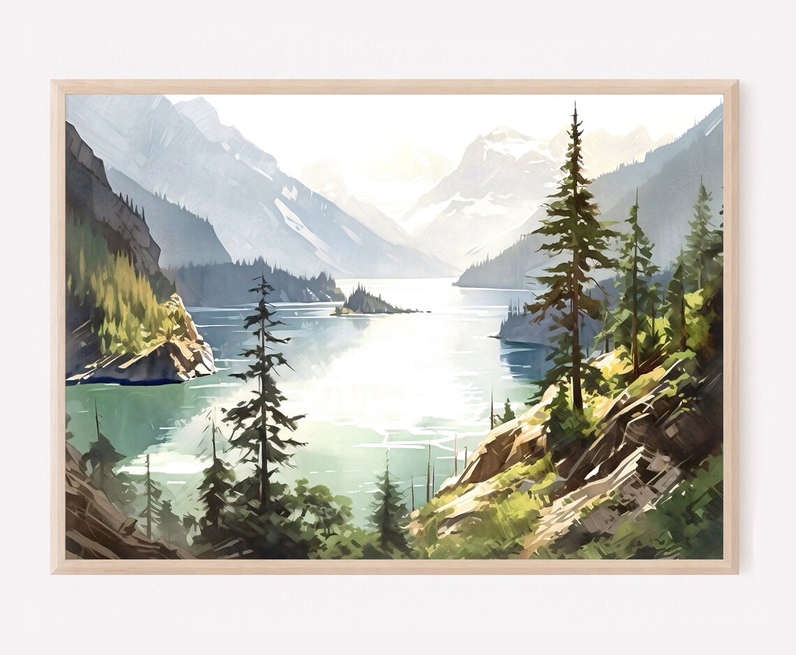 North Cascades National Park Travel Poster, Nature Decor