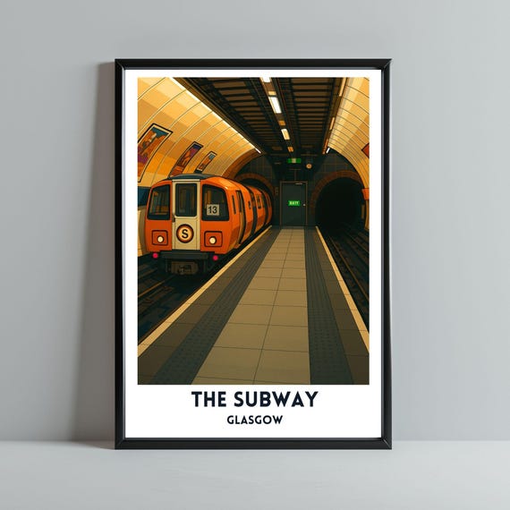 Glasgow Subway Travel Poster, Scottish City Print