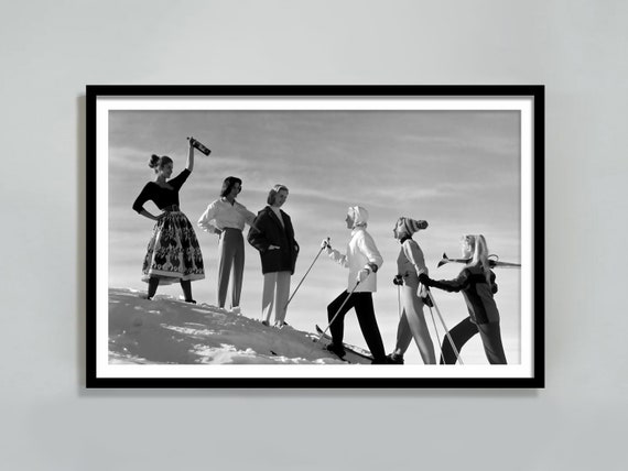 Vintage Woman Apres Skiing Poster, Wine Print