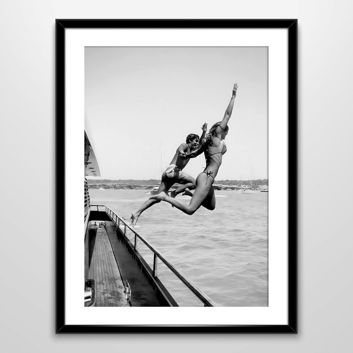 Couple Diving In The Beach Vintage Photography Print - Image 2