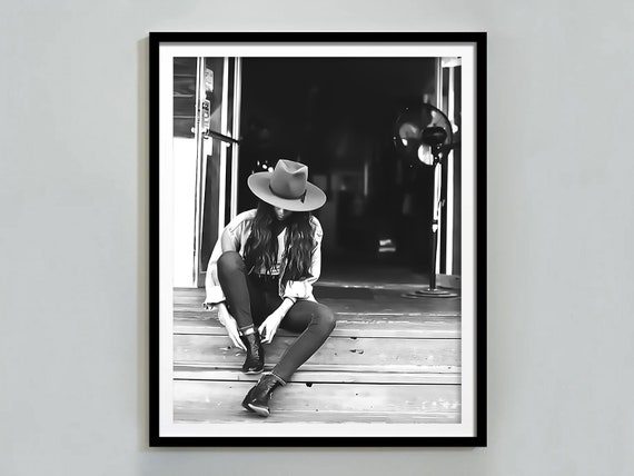 Cowgirl Boots Print Wild West Photo Black And White Fashion Wall Art Retro Western Print Teen Girl Dorm Room Decor