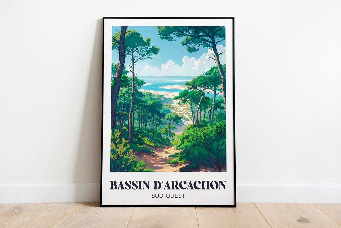 Arcachon Basin Travel Poster, Ocean Landscape