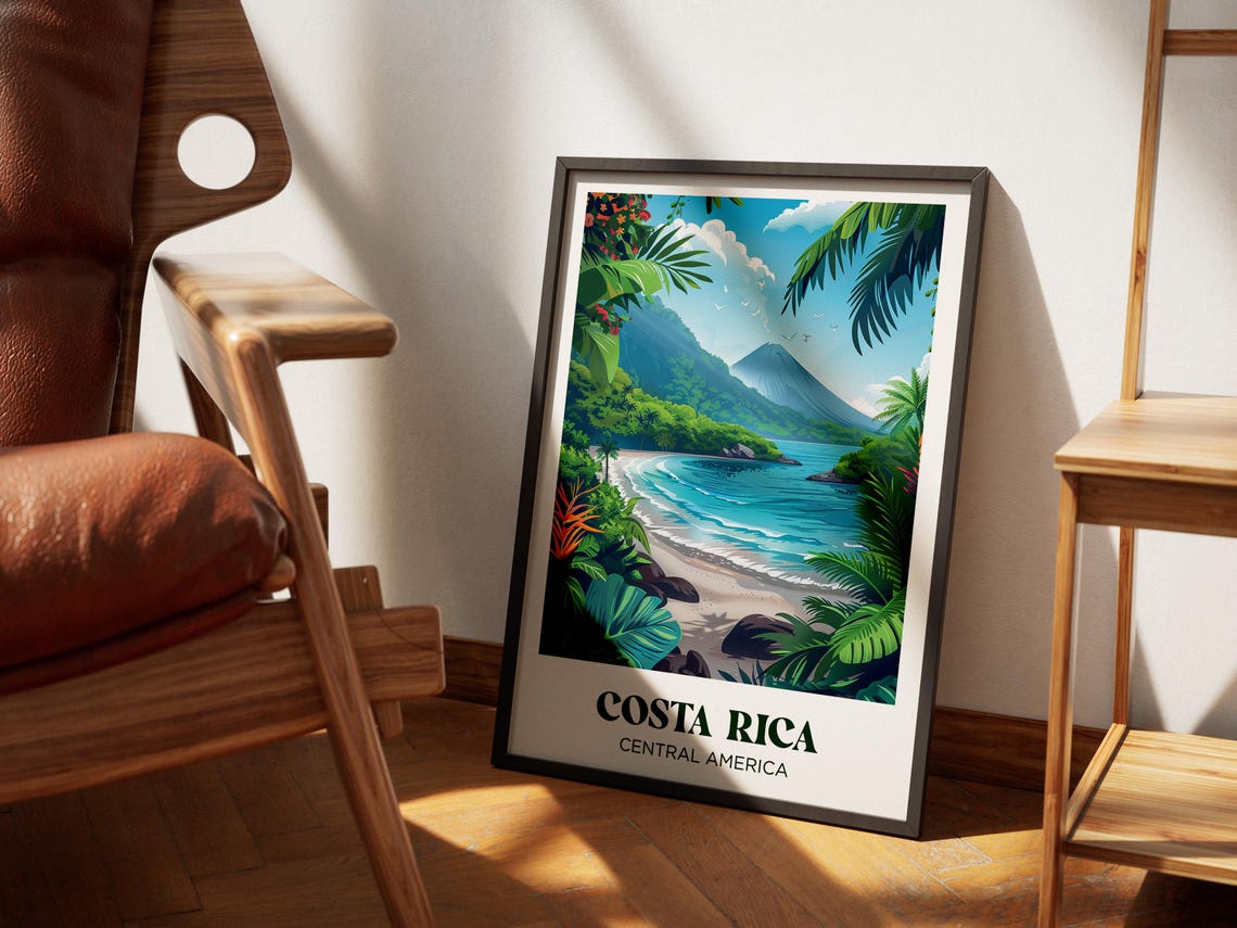 Costa Rica Travel Poster Costa Rica Art Print Costa Rica Painting Illustration Costa Rica Watercolor Home Decor - Image 4
