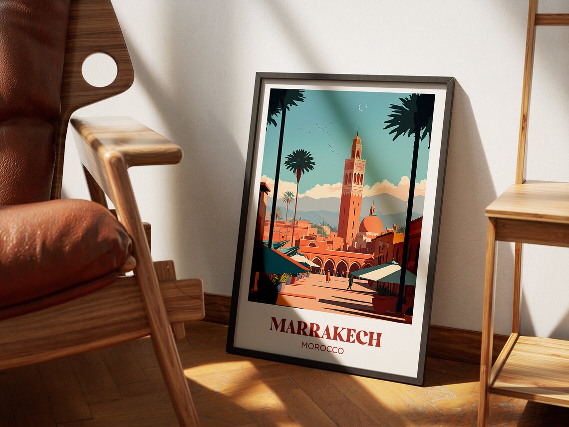 Marrakesh Watercolor Travel Poster, Art Print - Image 4