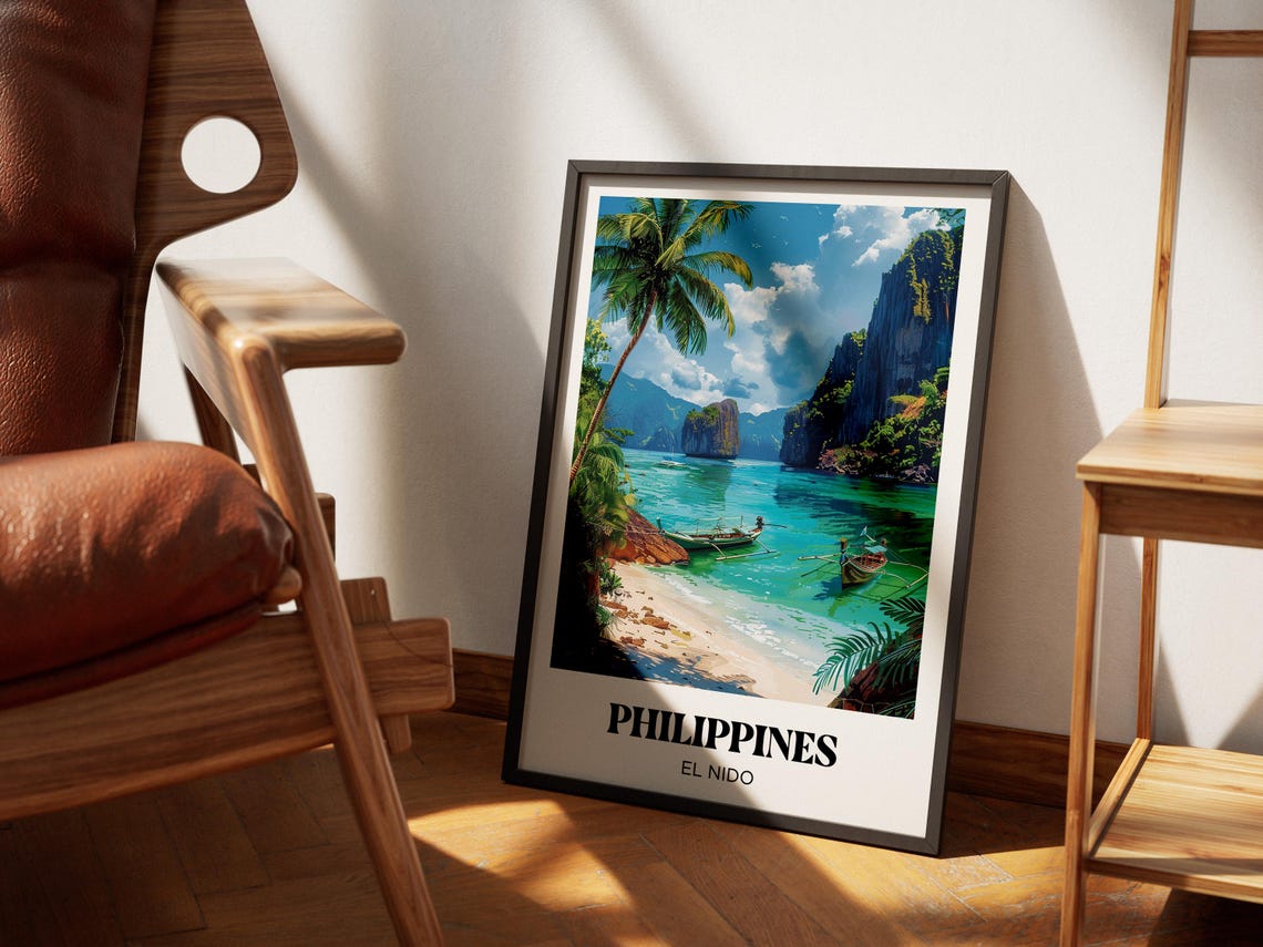 Philippines El Nido Lagoon Karst Cliffs Boats Tropical Travel Poster - Image 2