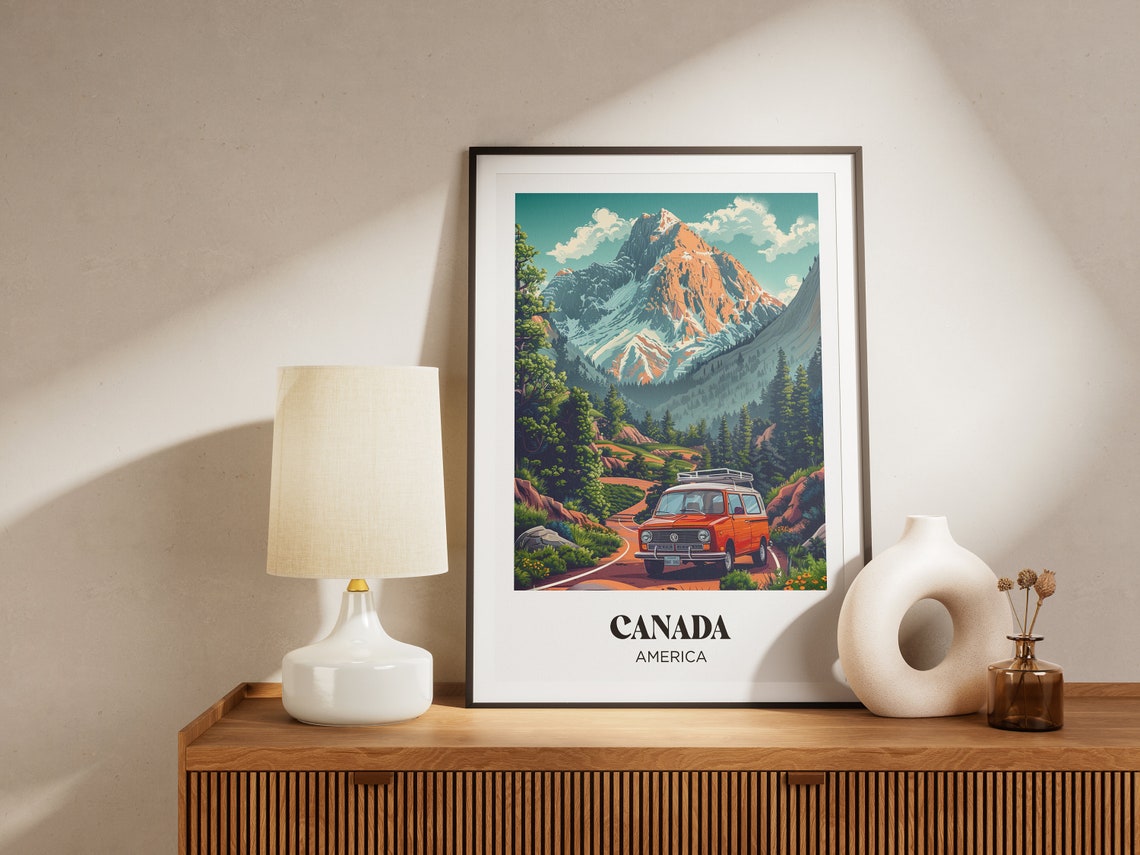 Travel Poster Canada North America Travel Illustration Vintage Retro Poster Canada Travel Poster Travel Poster Roadtrip - Image 3