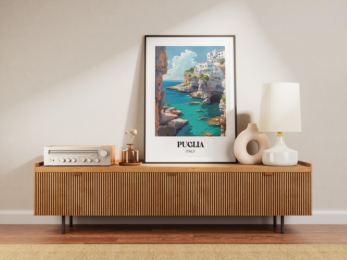 Puglia Watercolor Travel Poster, Italy Wall Art Print - Image 2